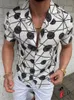 Man casual skjortor olika mönster hawaii kort ärm tryck blus för män trendig lapel sommar utomhus lös mode knapp ner strandfest stil plus storlek blus