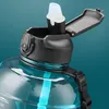 UZSPACE 2.3L 2000mlの水ボトルストロー透明な大容量プラスチック製飲料ジムツールジャグトリタンBPA無料スポーツカップ220307