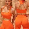 Frau Seamless Yoga Set Legging Crop Top T -Shirt BH Biker Shorts Slip Sportsuit Workout -Outfit Fitness Wear Sportanzug J220706