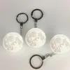 Creative Moon Night Light with LED Touch Switch KeyChains Portable 3D Printing Round Moon Keychain Night Light Accessories