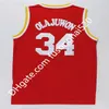 Högkvalitativ 22 Clyde Drexler Jersey Black Red 34 Hakeem Olajuwon White Blue Stripe 3 Steve Francis Basketball Jerseys Retro Thro Jerseys