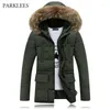 Parka con cappuccio lungo Uomo 2022 Giacca invernale calda Fashion Brand Design Solid Manteau Homme Hiver Pelliccia grande Outwear Army Green 4XL Guin22