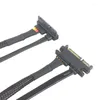 Computer Cables & Connectors 22Pin SATA Male To 90 Degree Angled Female Serial Cable Data Cord Line Extension Nylon Sleeved BlackComputer