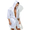 Men Bathrobes Summer Short Sleeve Homewear Silk Pajamas Bathrobe Mens Robes Sleepwear 220426