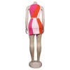 Elegant Women Beading Colorblocked Midi Bodycon Mini A-line Skirt Suit and Sleeveless Tank Two 2 Piece Set 2022 Outfits