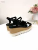Stella Mccartney Women Summer Sandals Star Design Genuine Leather Casual Shoes Wedge Platform