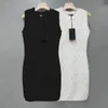 vestido de fiesta para mujer diseñador de moda tejido largo chaleco de punto top tanques vestido ahueca hacia fuera letras completas blanco negro rosa verano sin mangas sexy vintage out-fit