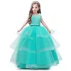 New Princess Lace Dress Kids Beading Flower Girls Dress For Girls Vintage Children Dresses For Wedding Party Formal Ball Gown Y220510