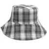 Double-Sided Color Plaid Women's Striped Bucket Hat Wear Big Brim Bucket Hats Japanese and Korean Style Fashion Sun-Proof Sun Protection Sun cap