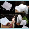 100Pcs/Pack Teabags 5.5 X 7Cm Empty Scented Tea Bags With String Heal Seal Filter Paper For Herb Loose Eea137 Drop Delivery 2021 Coffee To