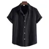 القمصان غير الرسمية للرجال مخطط قصير الأكمام قميص الرجال Chemise Homme 2022 Summer Slim Fit Button Up Harajuku Streetwear Malemen's