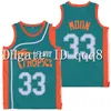 NA85 Topkwaliteit 1 33 Jackie Moon Flint Tropics Jersey Green White Black College Basketball 100% Stiched Size S-XXXL
