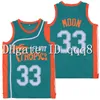 NA85 En İyi Kalite 1 33 Jackie Moon Flint Tropics Jersey Yeşil Beyaz Siyah Kolej Basketbol% 100 Stiched Boyut S-XXXL