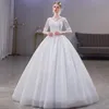 Autres robes de mariée en dentelle brillante avec des appliques à manches courtes Robes de Novia 2022 Blanc Col en V Princesse Robes de mariée Plus TailleAutre