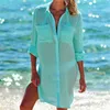 Bomullstunikor för Beach Dam Baddräkt Cover-ups Dam Badkläder Beach Cover up Beachwear Miniklänning Saida de Praia 220524