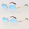 Hela Metal Rimless Leopard Series Solglasögon Designer Driving Goggle Sun Glasögon 30 Tjocklek Frameless Diamond Cut Lens UV48297055