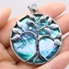 Pendant Necklaces High Quality Natural Freshwater Shell Round Tree Of Life Charms For Jewelry Making DIY Necklace Accessories 42x50mm 1PCPen