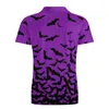 Men's Polos Black Bat Print Casual T-Shirts Spooky Halloween Shirt Turn-Down Collar Streetwear Summer Men -Shirts OversizeMen's Men'sMen's