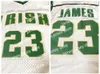 ABD'den yeni gemi #St Vincent Mary Lisesi İrlanda Basketbol Forması Tüm Dikişli Beyaz Yeşil Sarı Formalar Boyut S-3XL