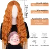 Parrucche sintetiche per capelli Cosplay Feelsi Sintetica Pura Rosso Nero Arancione Parrucca Lunga Onda d'acqua Halloween Cosplay per donna Fibra ad alta temperatura 220225