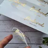 Aangepaste gouden folie heldere stickerweddingstickers transparante goud zilveren roos gepersonaliseerde labels echte folie glanzende 220607