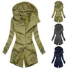 Women's Jackets Hoodie Coat Stylish Ladies Hooded Pure Color Asymmetrical For Office Women