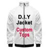 3D Fashion Custom Printed Zipper Stand Collar Jacket Men Women Factory Diy Personality Design Bild Alla färg 220713