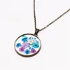 Pendant Necklaces Women Fashion Creative Resin Necklace Handmade Round True Dry Flower Clear Jewelry Gift WholesalePendant