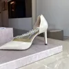 Newest luxury raw calf leather Women pumps bridal crystals Shoes for Wedding covered Toe Fashion Women Shoe Heels 8 5cm Size 35-40245M