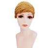 Short Pixie Cut Human Hair Wig with Bangs Highlight Honey Blonde Ombre Color Straight machine made none lace front Wigs