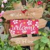 Party Decoration Wooden Welcome Sign House Number European Retro Pendant Easily Hanging Pink Flower Garden Plaque Home Art Decor #t2gParty
