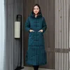 Qingwen Autumn Winter Chinese Style Cotton Quilted Jacket Women long thick jacket loose x-long single boostedフード付きカジュアルパーカーl220725