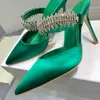 Fashion Designer Real 2022 womens slippers high heeled dress shoes Swarovski Rhinestone decorative sandals Large size shoe 35-42 Top quality