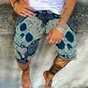 Streetwear Vintage Skull Print Shorts Men Bawełniany pościel swobodnie luźne spodni plaży na męskie lato 220524