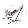 US Stock Double Classic Hammock with Stand for 2 Person-Indoor or Outdoor Use-with Carrying Pouch-Powder-coated Steel Frame W41930053