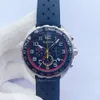 F1 Herrklocka Black face sport racing stil Japan VK Quartz urverk Uhr Chronograph gummiarmband 43mm Hanbelson