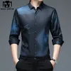 Moda Tie tinte camisas hombres manga larga Casual Camisa Slim Fit Chemise Homme Camisa Masculina Vintage ropa C792 220323