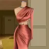 2022 Elegant One Shoulder Crystal Long Mermaid Prom Party Dresses Plus Size Dubai Arabic Evening Dress Vestidos De