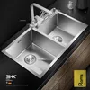 304 Stainless Steel Restaurant Kitchen Sink Home Improvement Manual Double Tank Kitchen Fixture Undermount Basin Set