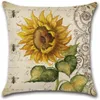 Cuscino/Cuscino Decorativo Retro Giallo Floreale Foglie Decorativo Girasole Cuscino Federa in Lino Per La Decorazione Domestica Divano PersonalizzatoCuscino