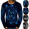 Men's T-Shirts Spring Optical Illusion Men T-shirt Cool Digital Print Geometric Exaggerated Breathable O Neck Long Sleeve Top