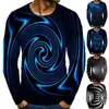 Camisetas para hombre, camiseta con ilusión óptica de primavera para hombre, camiseta de manga larga con estampado Digital geométrico exagerado y transpirable con cuello redondo