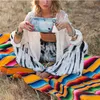 Mexican Style Rainbow Striped Blanket Cotton Cobertor Hanging Tapestry for Sofa Bed Plane Travel with Tassel 220616