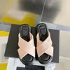 Luxury Women Slide Sandal Designer Flat Flip Flop Leather Summer Shoes Fashion Wide Party Slipper 35-40 Large Size With Box NO358