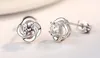 PANASH New Arrival Jewelry Sterling Silver Twist Stackable Flower Zircon Crystal Stud Earrings for Women Girl Pendientes