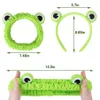 Tecknad Rolig Frog Makeup Headband Wide-Brimmed Elastic Hairband Söt tjejer Hårband Kvinnor Hårtillbehör Flickor Hårband