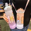 500ml/600mlファッションウォーターボトルとストローBPA無料ポータブル屋外スポーツかわいい飲酒ペットボトル環境に優しい220509