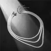 Tennis Graduated European and American Short Stainless Steel Snake Bones Chain Necklace Female Ins Hip Hop Cold Style Choker Simple Choker Clavicle