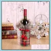 Party Favor Event Supplies Festive Home Garden New Wine Er With Bow Plaid Linen Bottle Cloth Dhfoc