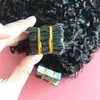 12A Deep Wave Curly Tape in Malaysian Human Hair Extensions 20 pcs Natural Color Skin Weft 14-30inch Adhesive Glue On